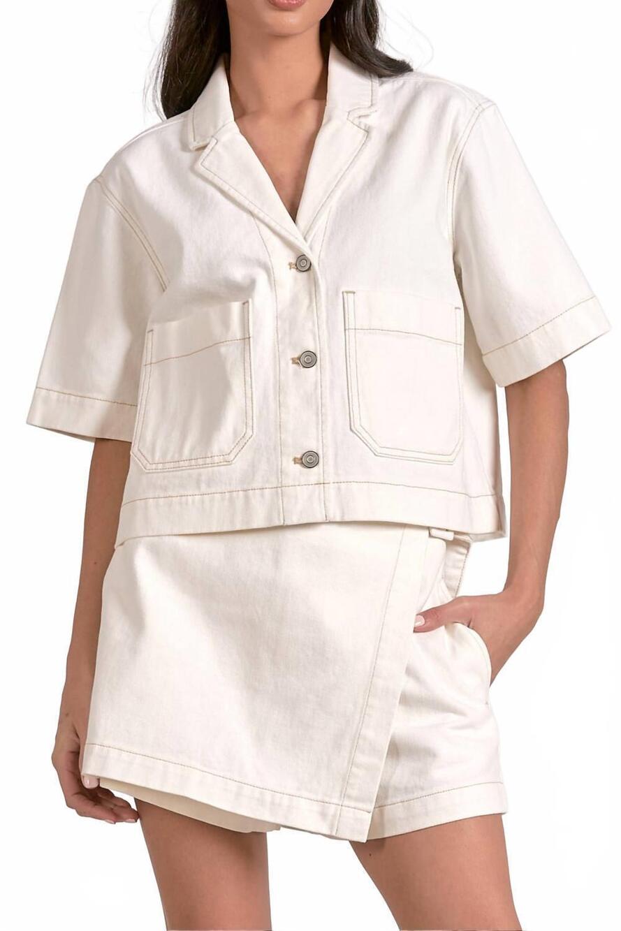 NEW ELAN denim mini skort in white
